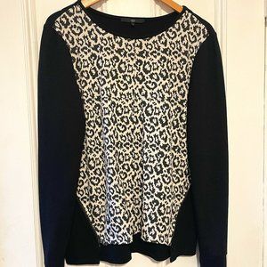 Tibi B&W Leopard Scuba Sweater w/Side Zippers